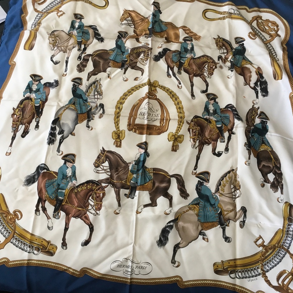 Vintage navy Hermes scarf